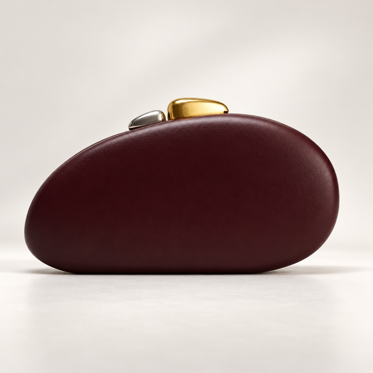 Camille Sculptural Pebble Clutch Bag with Dual-Tone Clasp