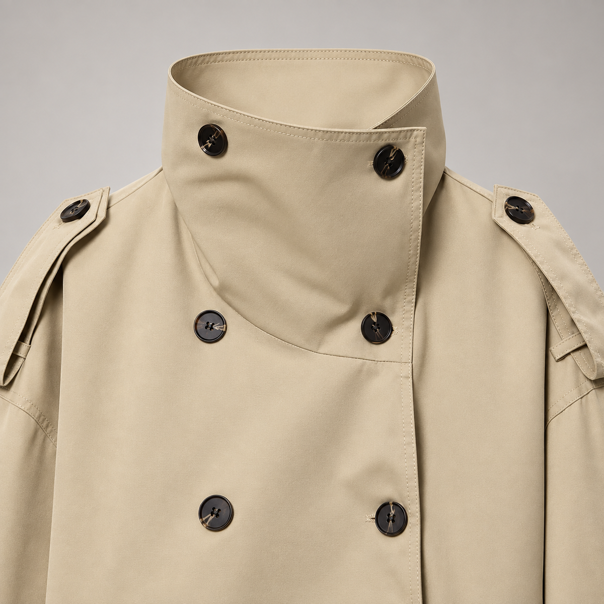 Camille Women’s Cropped Double-Breasted Trench Jacket with Belt