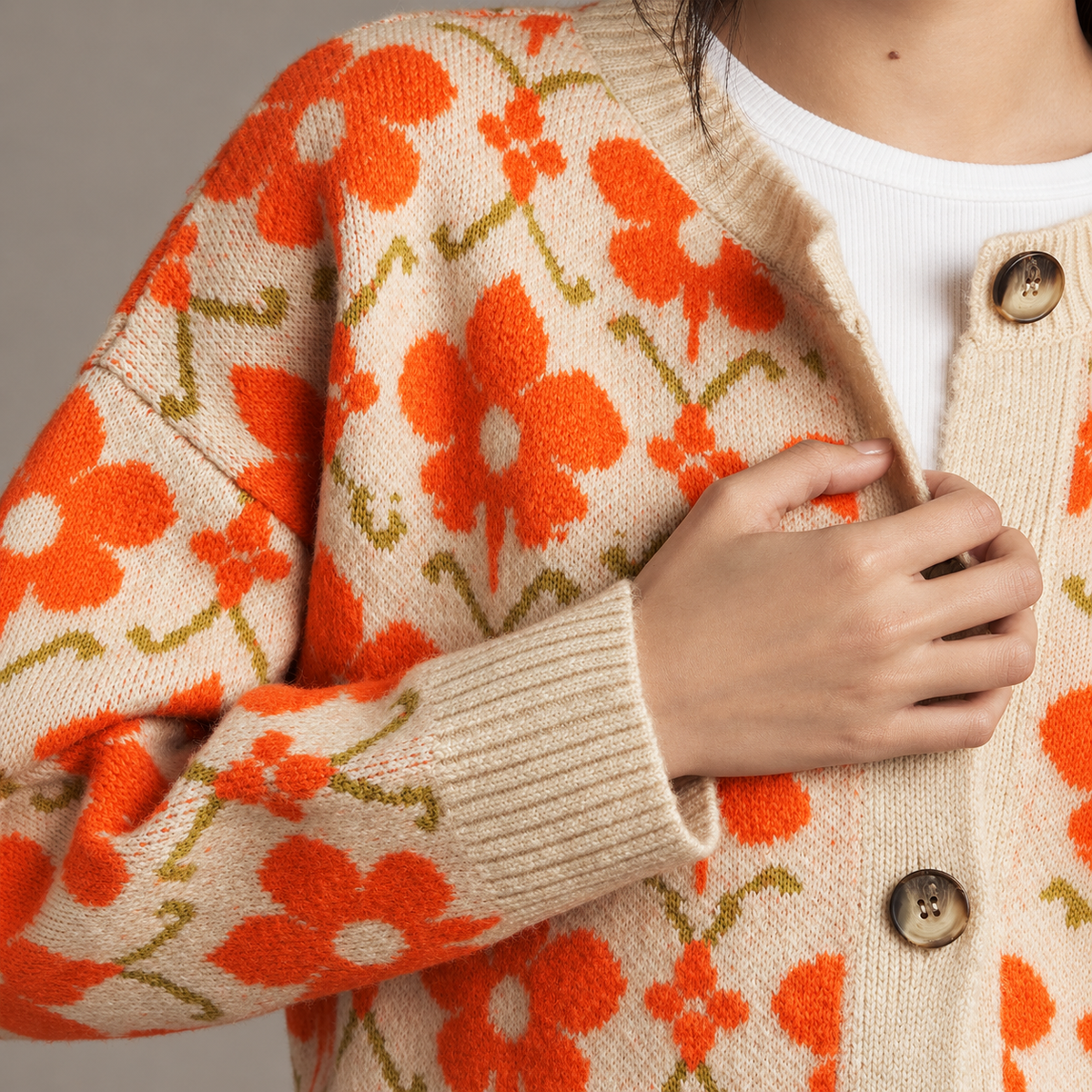 Margot Women’s Floral Knit Button Cardigan