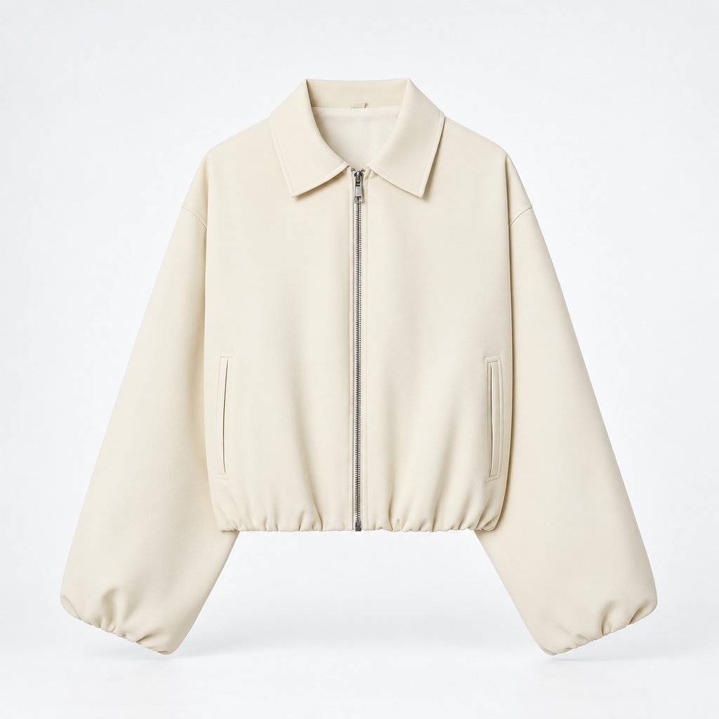 Juliette Women’s Cropped Zip-Up Jacket with Balloon Sleeves