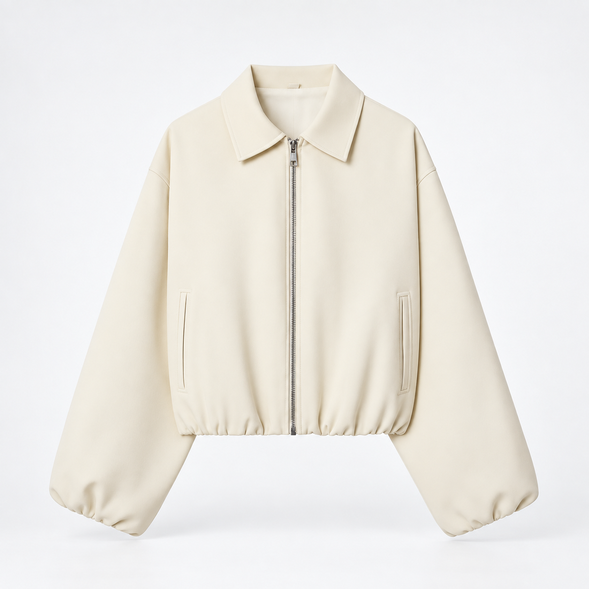 Juliette Women’s Cropped Zip-Up Jacket with Balloon Sleeves