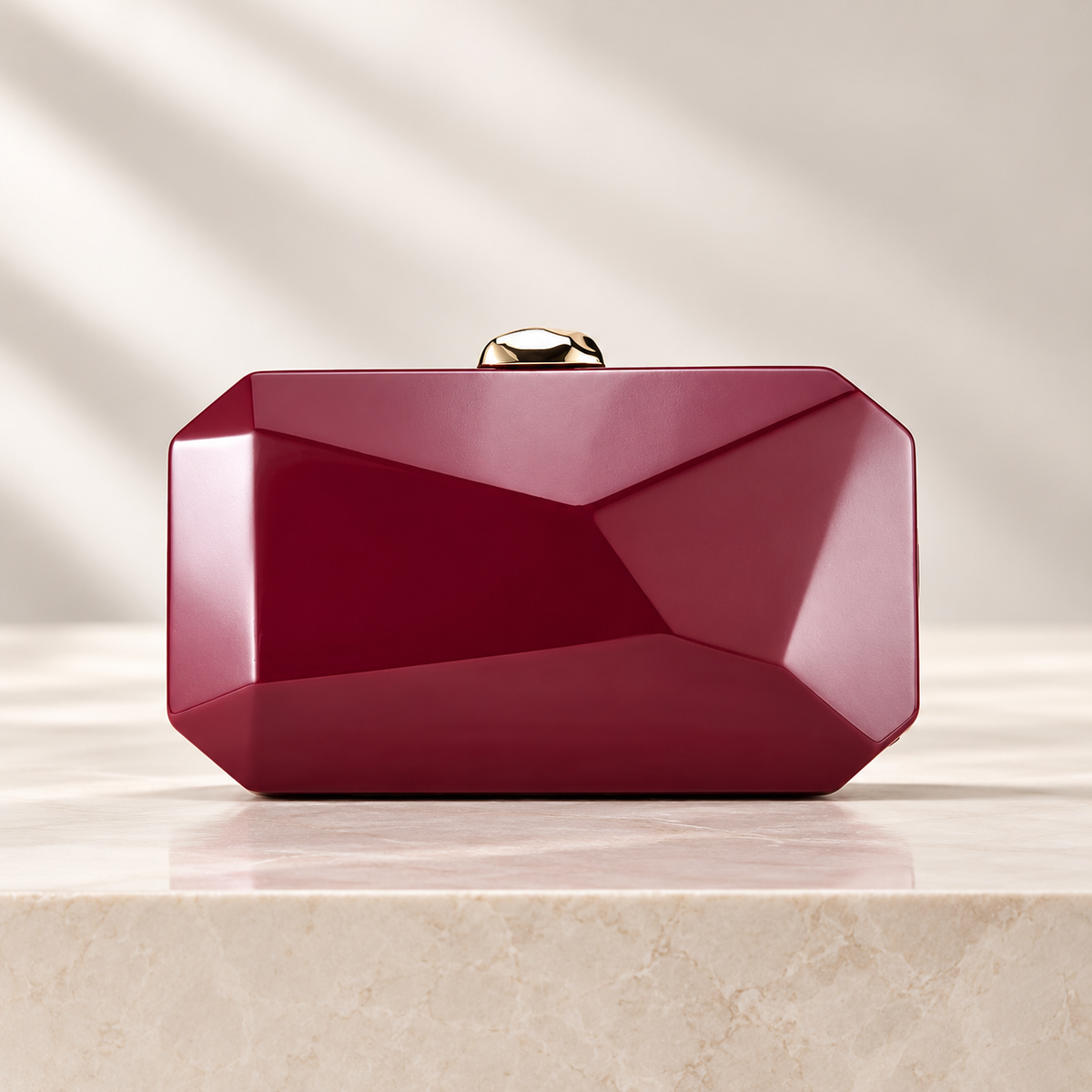 Alessia Geometric Hard Case Clutch Bag with Gold-Tone Clasp