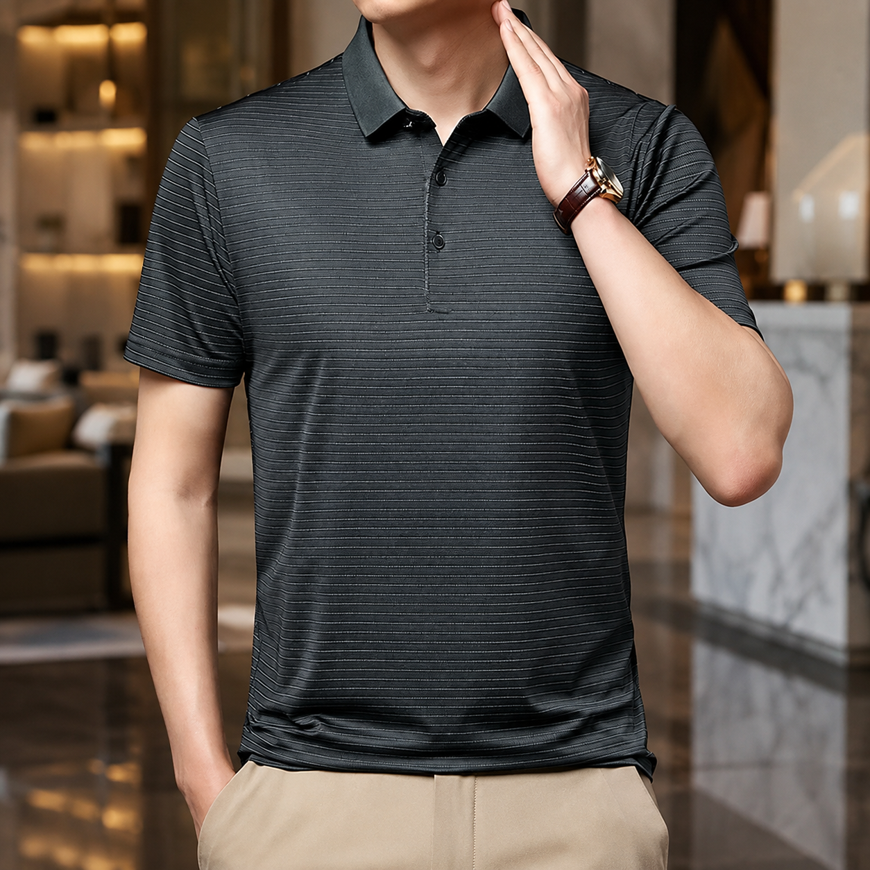 Harrison Men’s Striped Polo Shirt