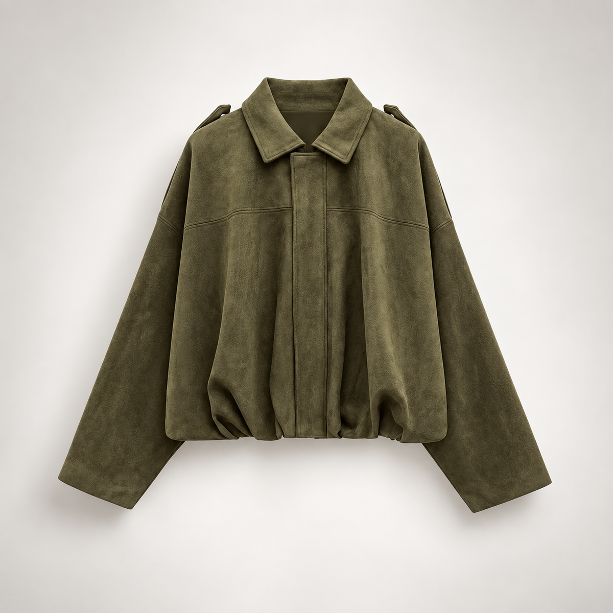 Margot Women’s Cropped Faux Suede Jacket – Relaxed Fit Collared Bomber