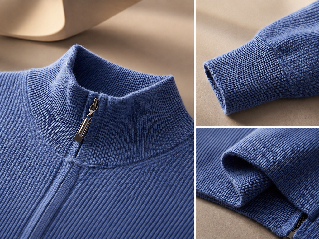 Matteo Men's Zip Sweater – Ribbed Quarter-Zip Pullover