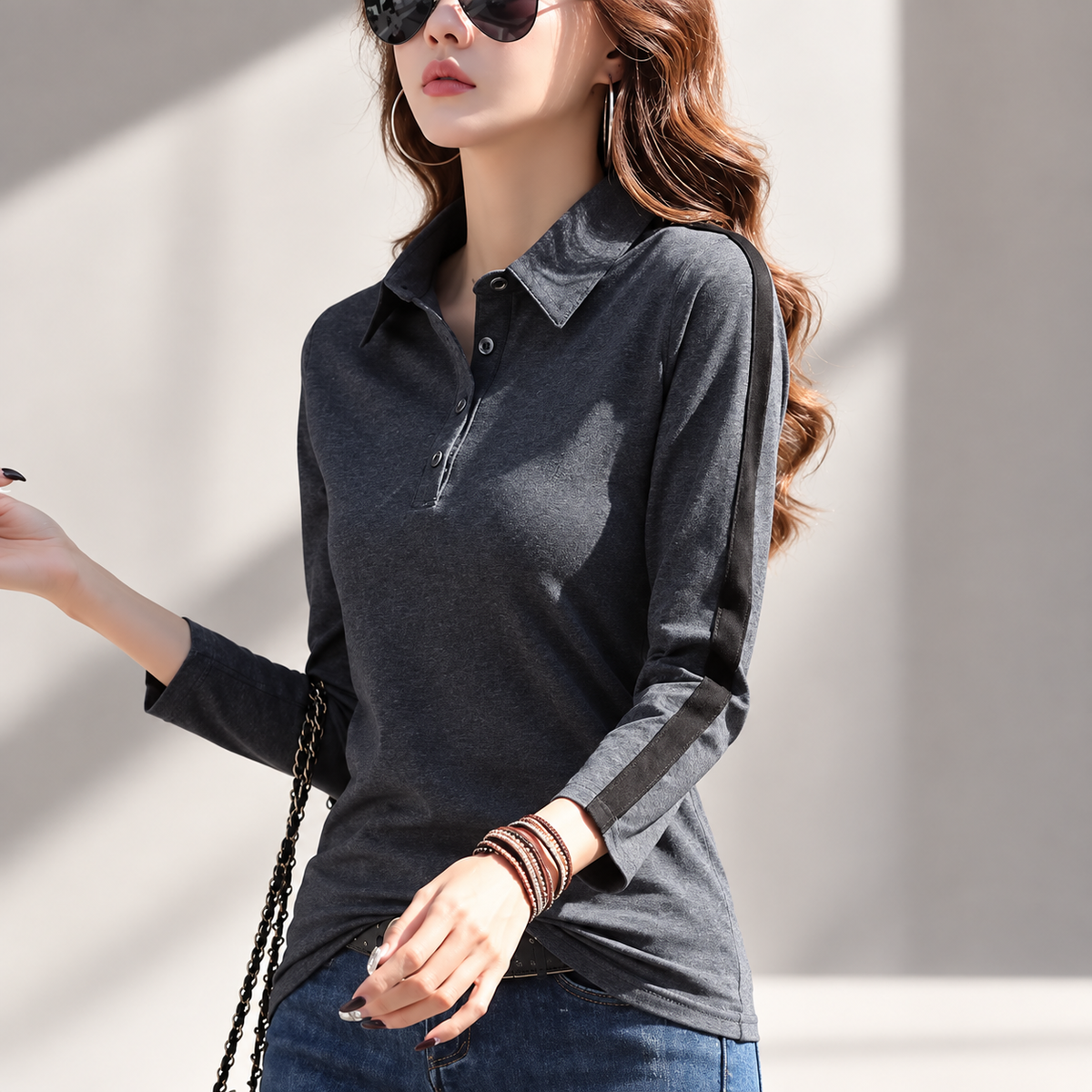 Elena Women’s Long Sleeve Polo Shirt