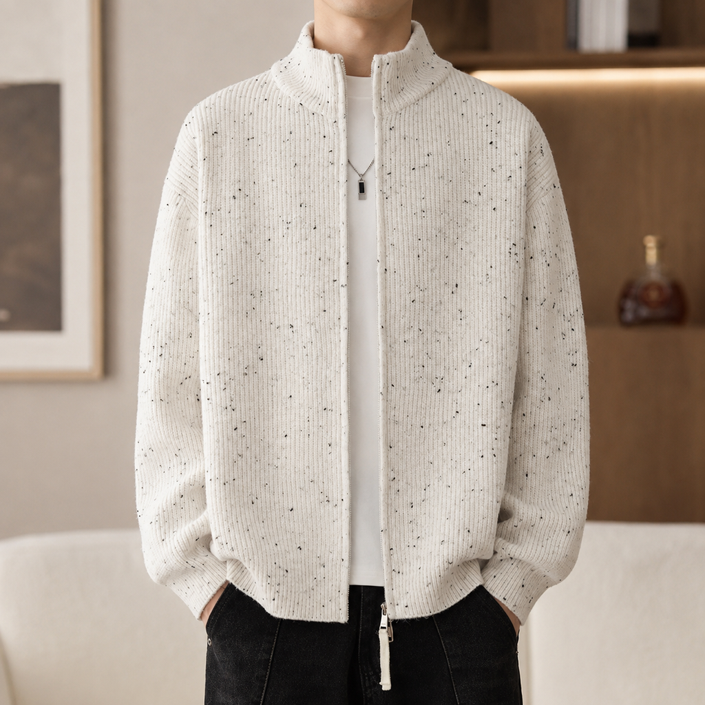 Lorenzo Ribbed Knit Zip Jacket for Men