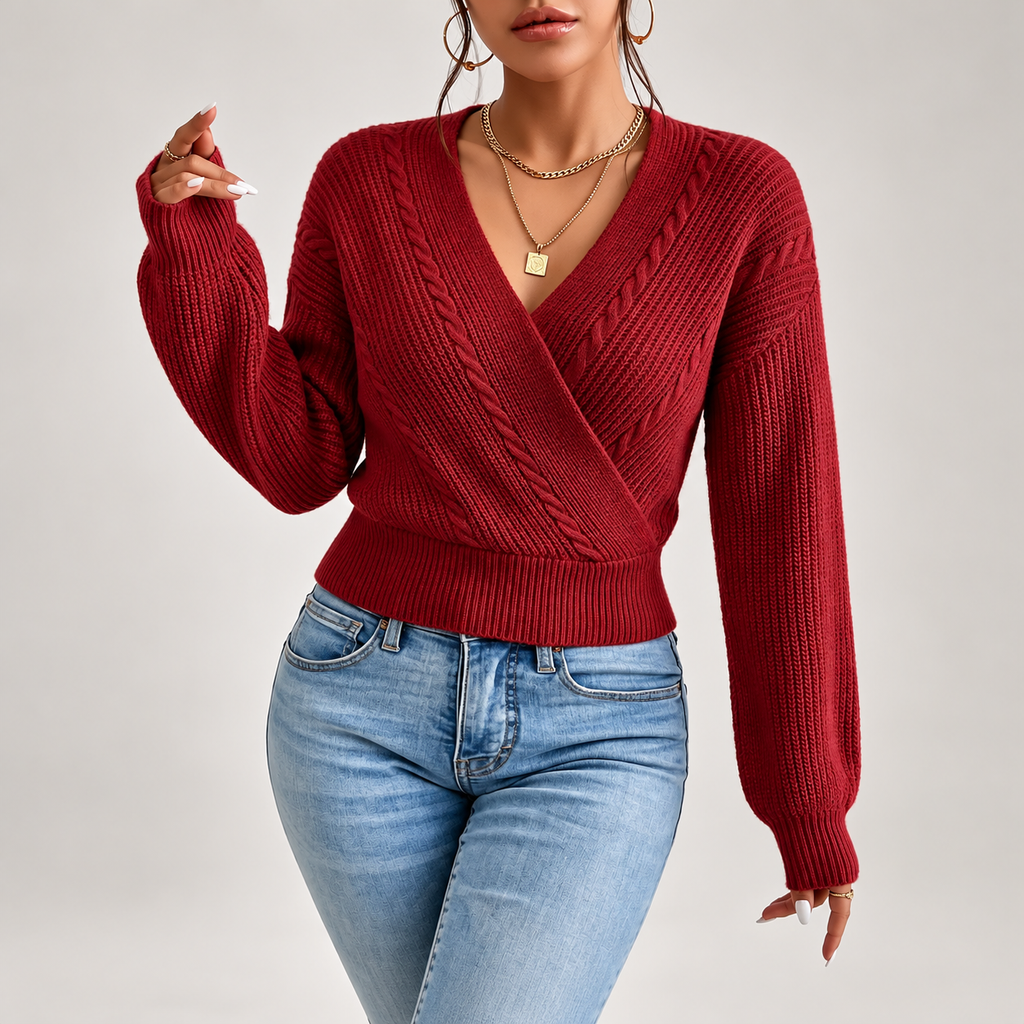 Isabella Women's Cable Knit Wrap Sweater