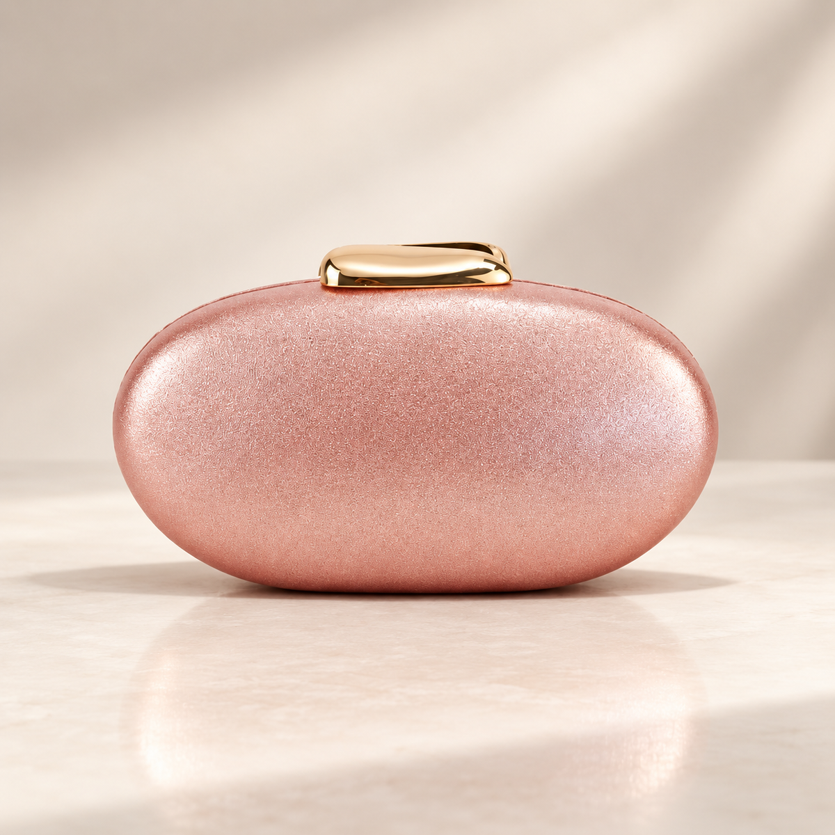 Vivienne Metallic Oval Evening Clutch with Gold-Tone