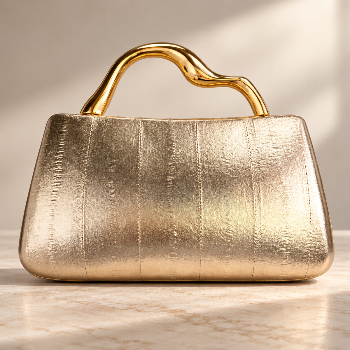 Camille Sculpted Handle Paneled Handbag