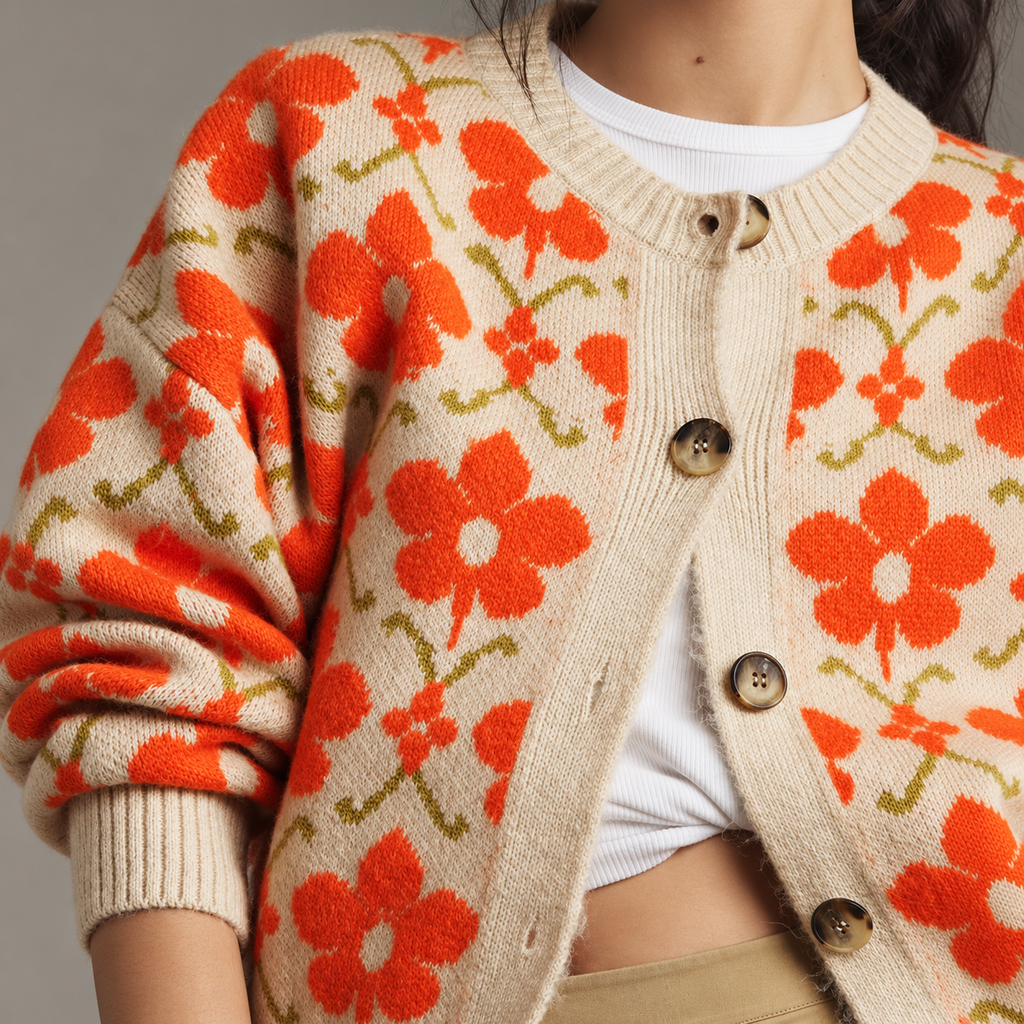 Margot Women’s Floral Knit Button Cardigan