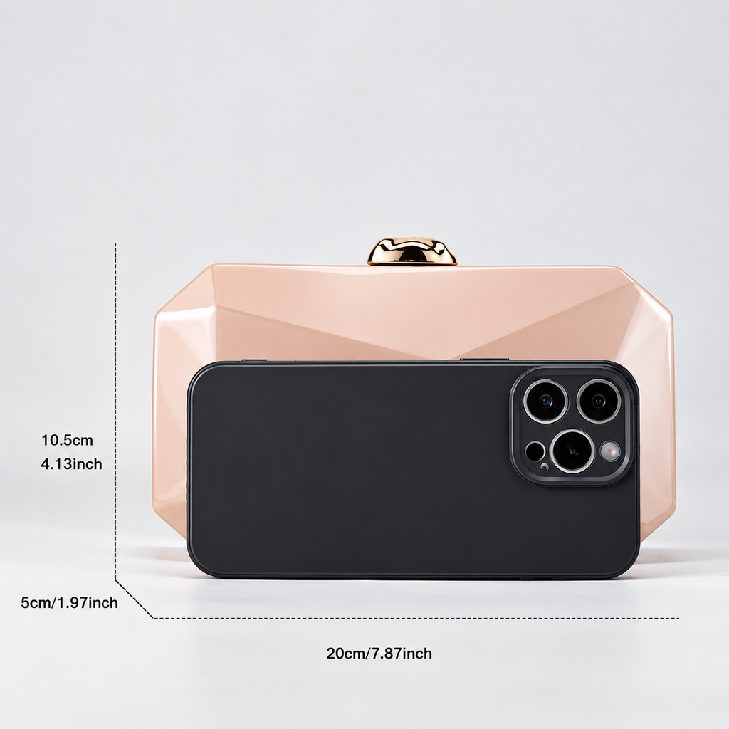 Alessia Geometric Hard Case Clutch Bag with Gold-Tone Clasp