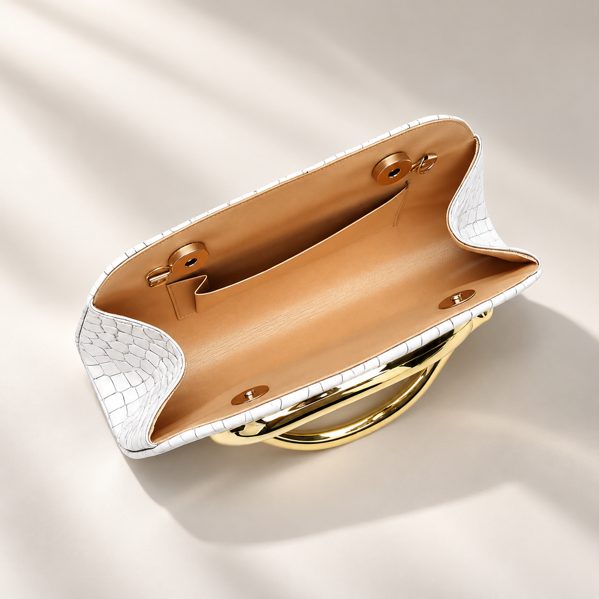 Isabelle Evening Clutch Bag with Gold-Tone Oval Handle