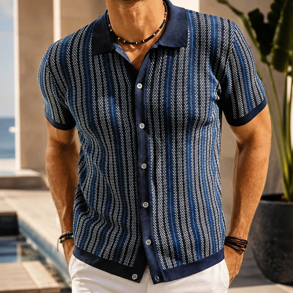 Adrian Men’s Herringbone Rayon Polo Shirt