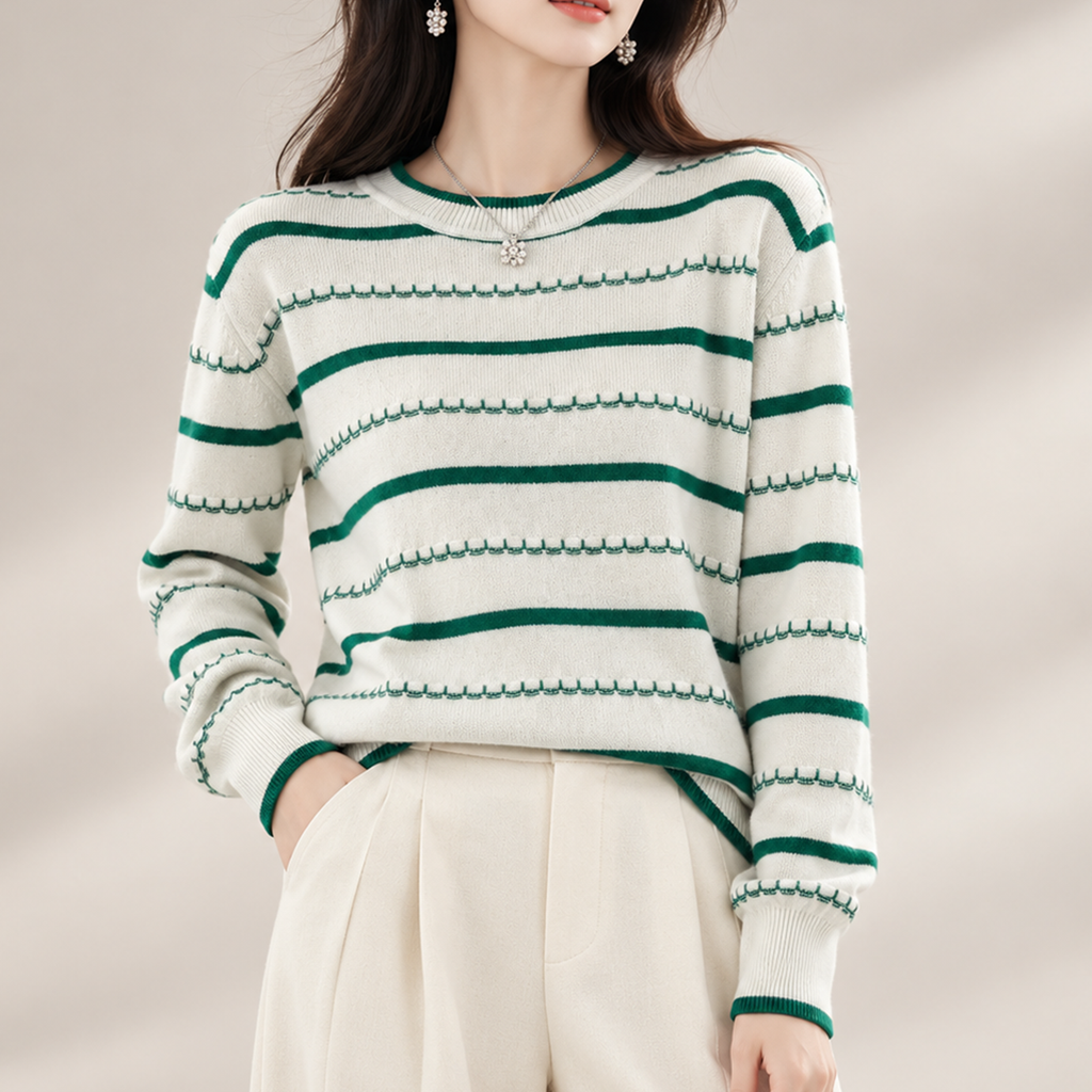 Camille Striped Knit Crewneck Sweater for Women