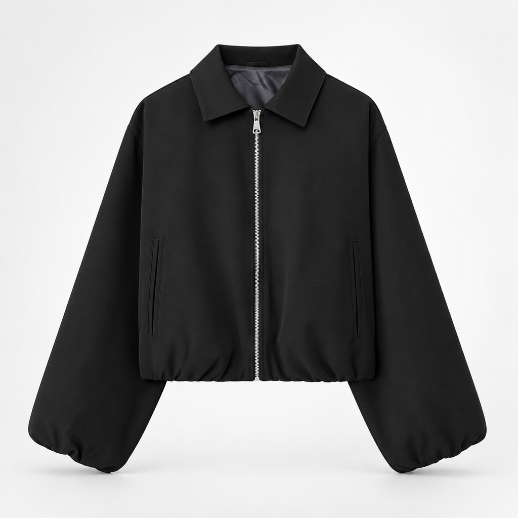 Juliette Women’s Cropped Zip-Up Jacket with Balloon Sleeves