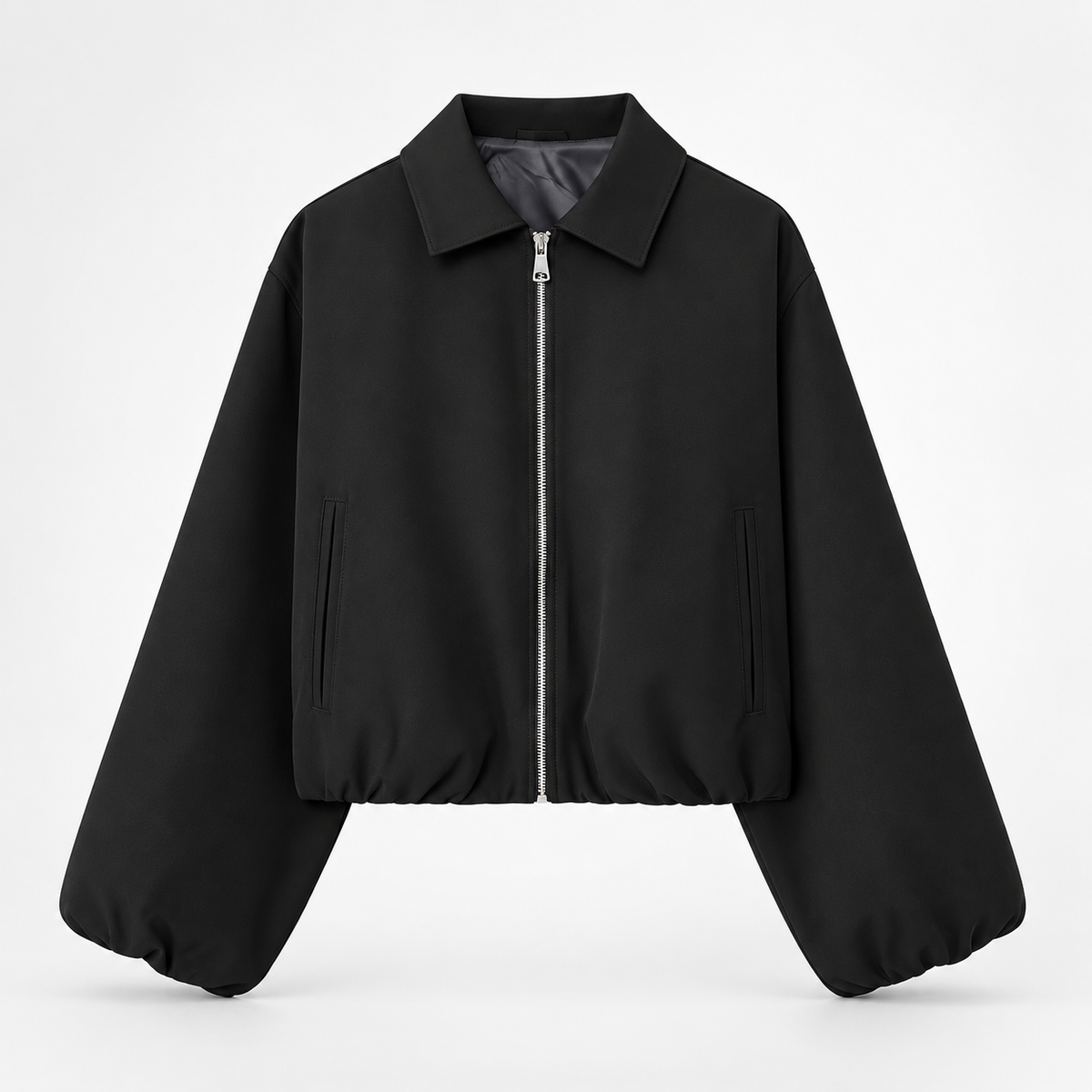 Juliette Women’s Cropped Zip-Up Jacket with Balloon Sleeves