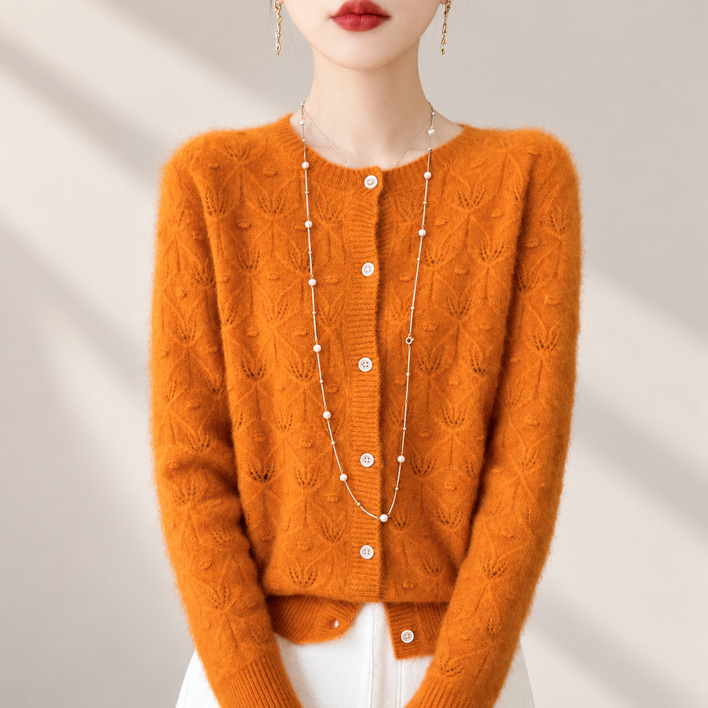 Elodie Women’s Textured Openwork Knit Cardigan