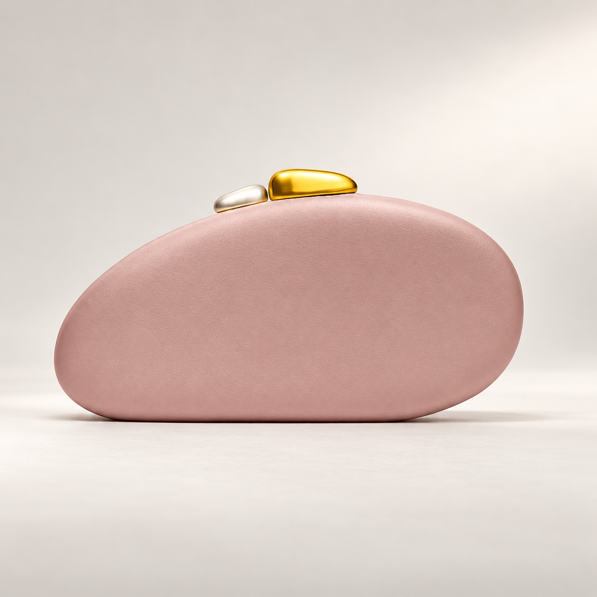 Camille Sculptural Pebble Clutch Bag with Dual-Tone Clasp