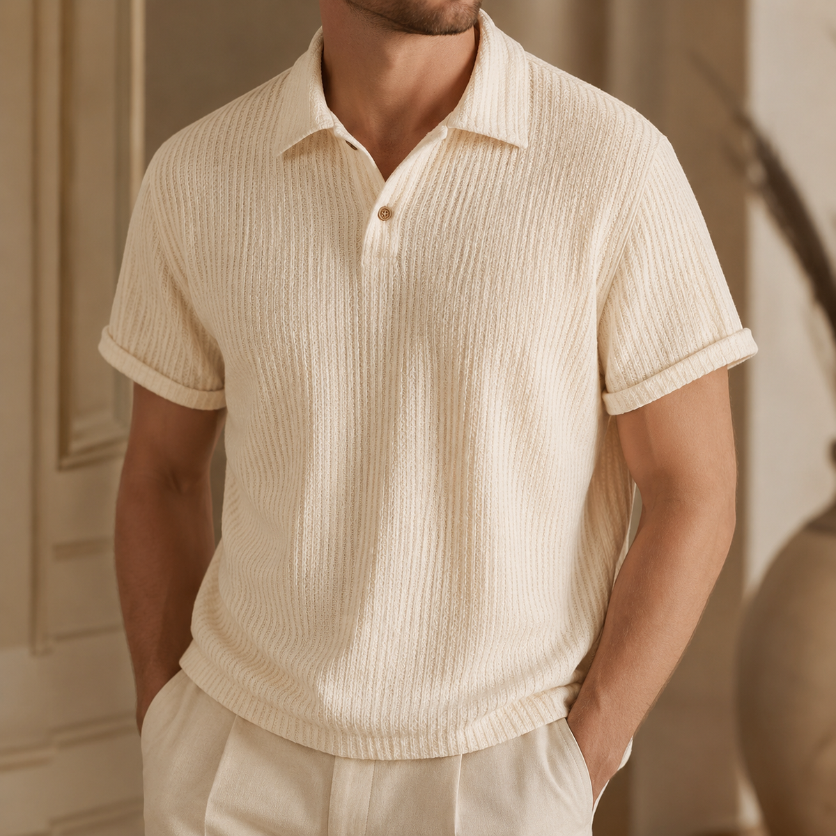 Remington Men's Waffle Knit Polo Shirt