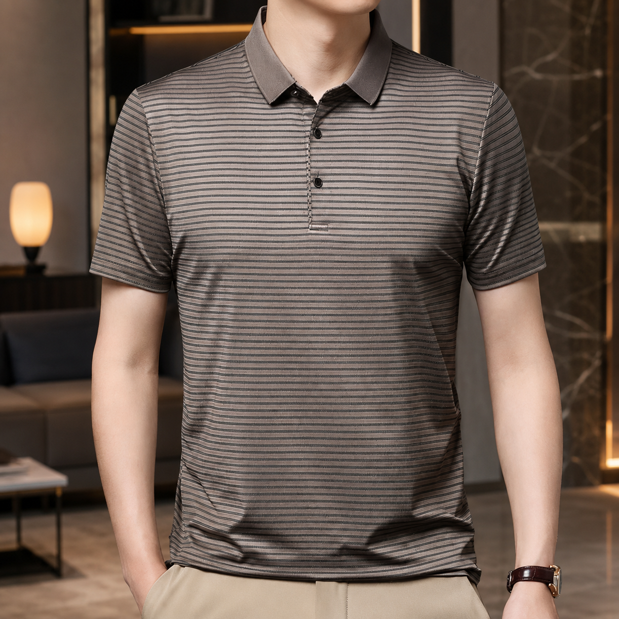 Harrison Men’s Striped Polo Shirt