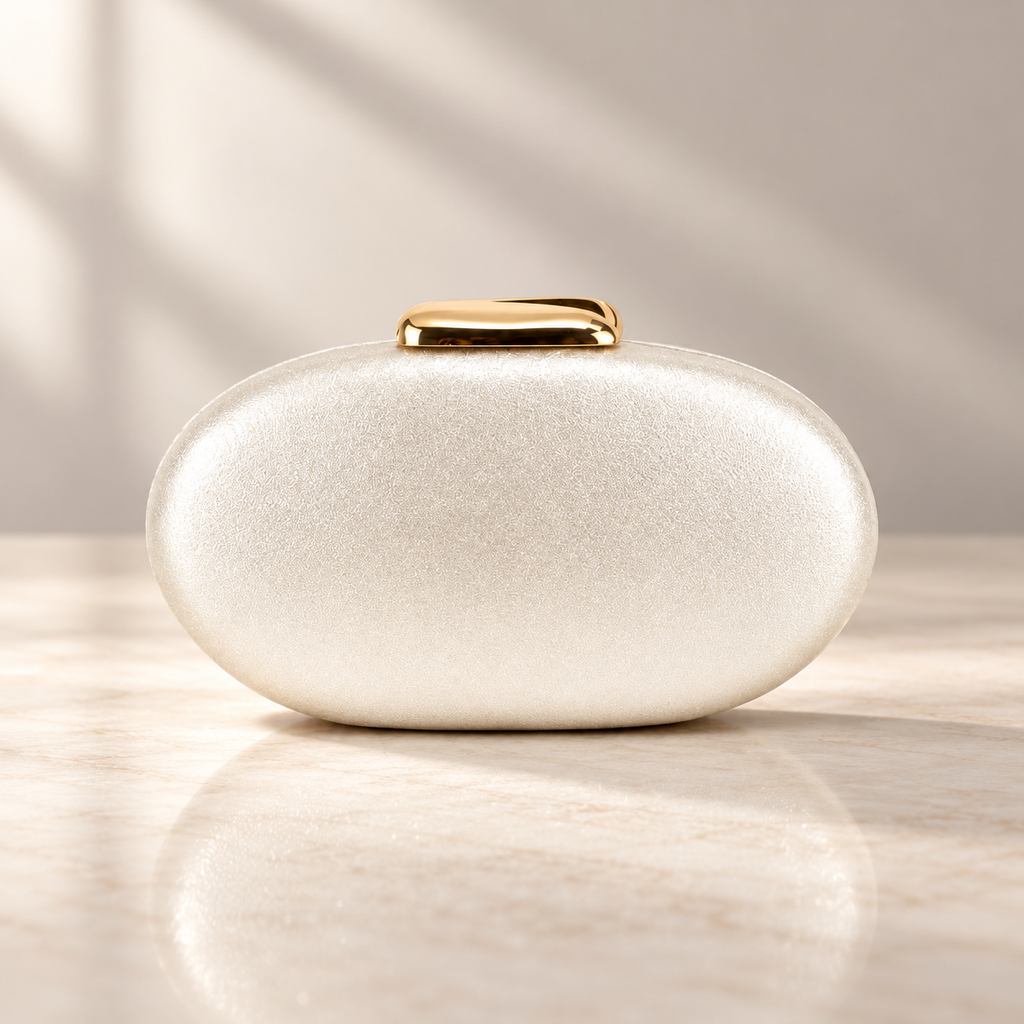 Vivienne Metallic Oval Evening Clutch with Gold-Tone