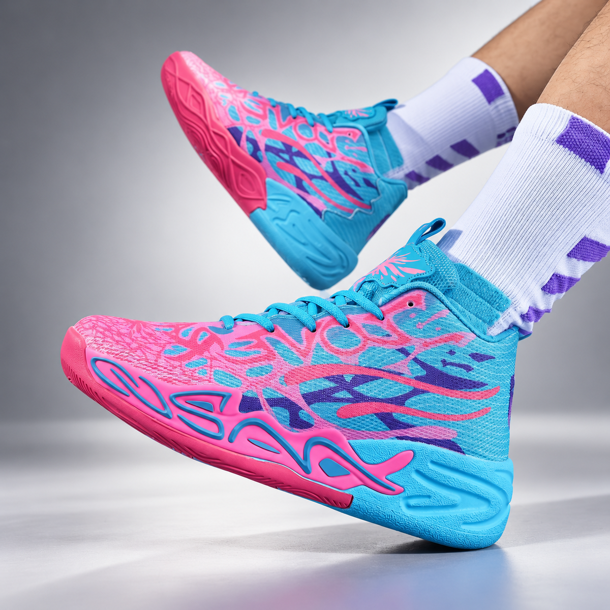 Morgan AeroFlex High-Top Basketball Sneakers – Multicolor Performance Court Shoes
