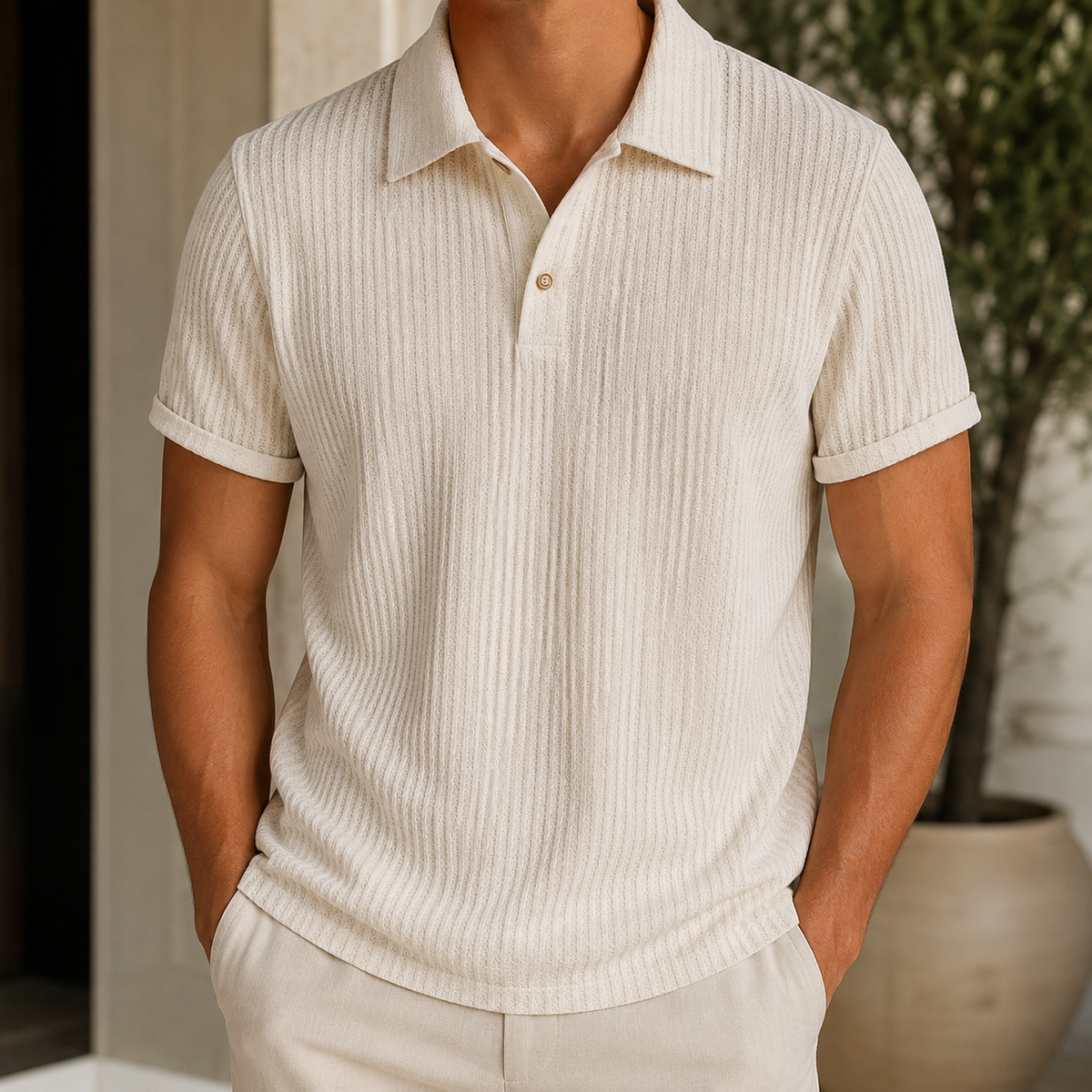 Remington Men's Waffle Knit Polo Shirt