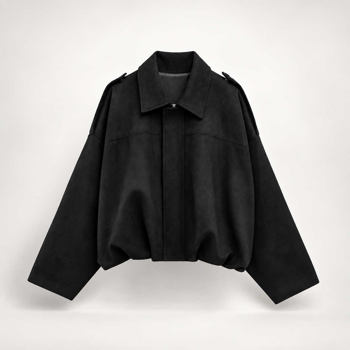 Margot Women’s Cropped Faux Suede Jacket – Relaxed Fit Collared Bomber