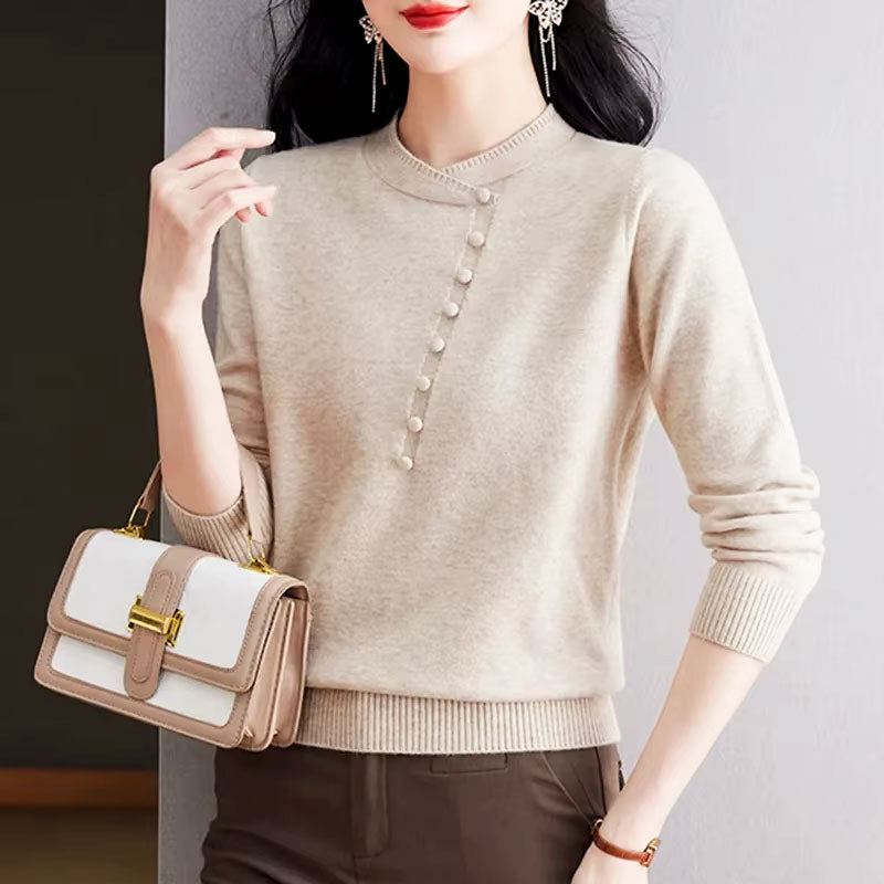 Emilia Asymmetrical Button Knit Sweater