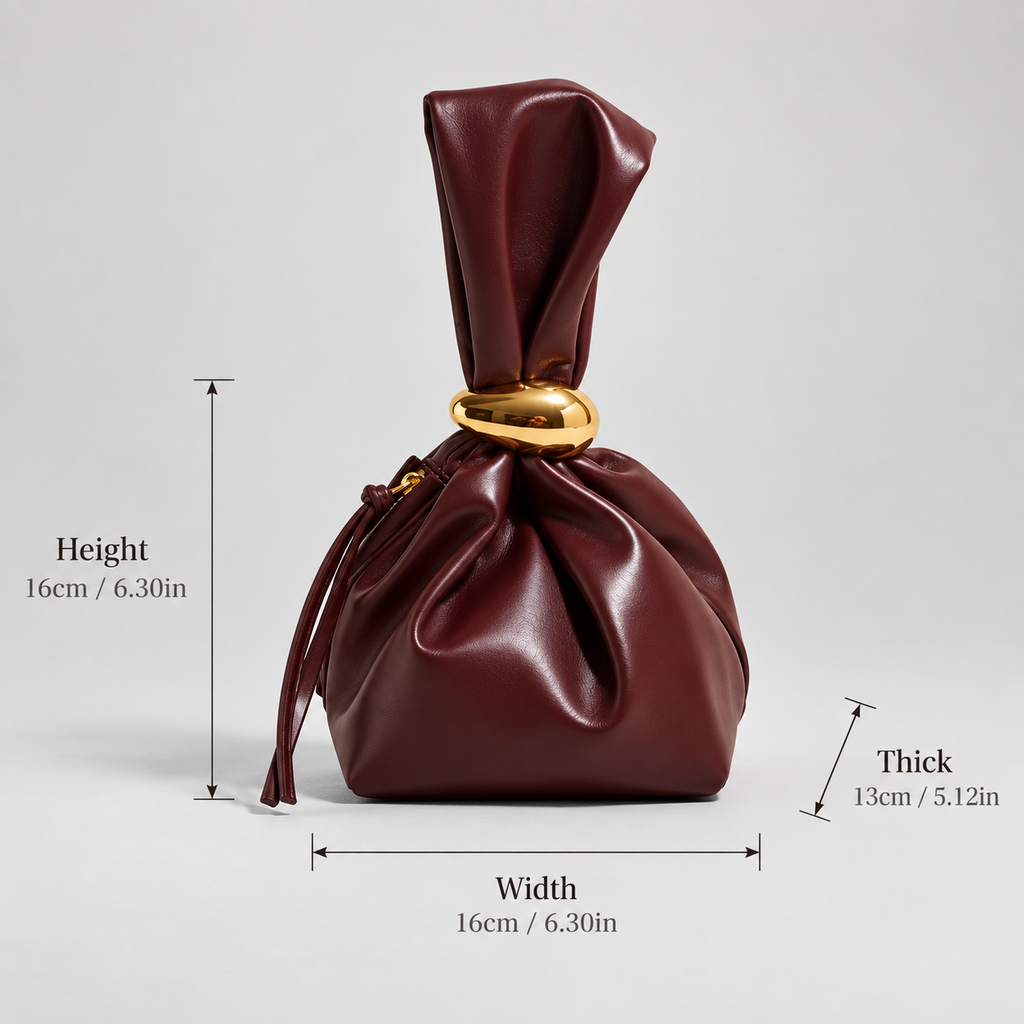 Alessia Sculpted Knot Pouch Bag with Gold-Tone Ring