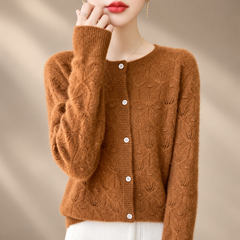 Elodie Women’s Textured Openwork Knit Cardigan