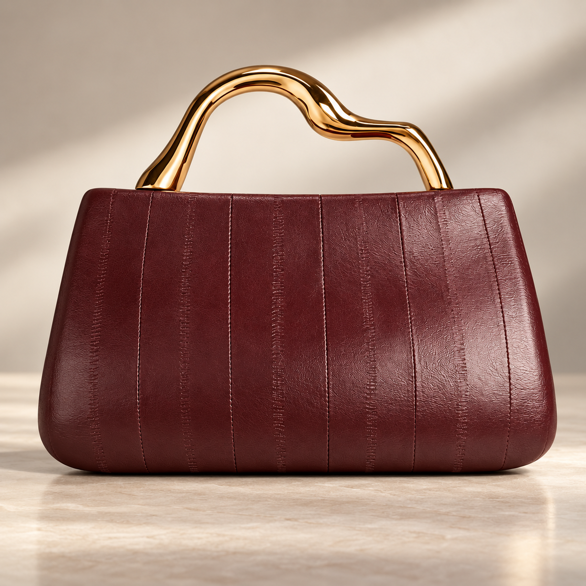Camille Sculpted Handle Paneled Handbag