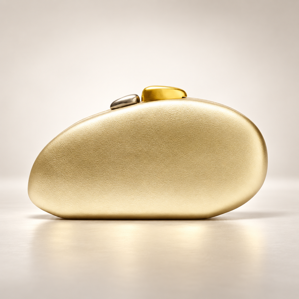 Camille Sculptural Pebble Clutch Bag with Dual-Tone Clasp