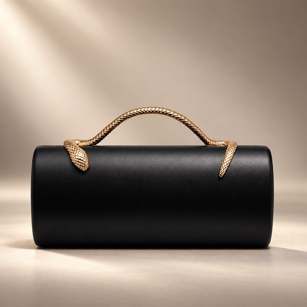 Serafina Snake Handle Cylinder Evening Clutch