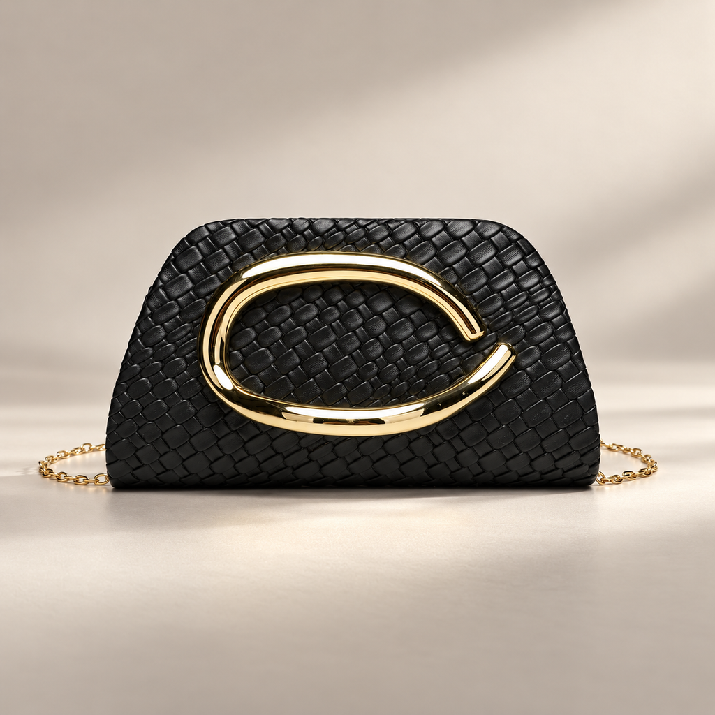 Isabelle Evening Clutch Bag with Gold-Tone Oval Handle