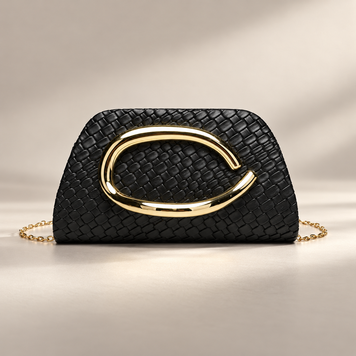 Isabelle Evening Clutch Bag with Gold-Tone Oval Handle