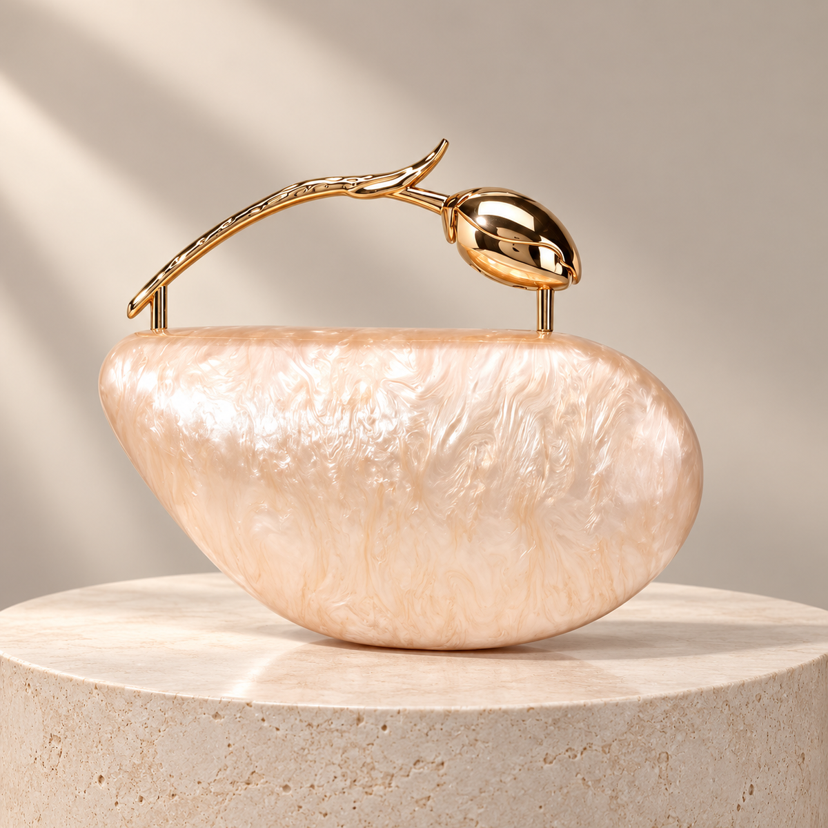 Alessia Marbled Hard-Shell Floral Handle Evening Clutch