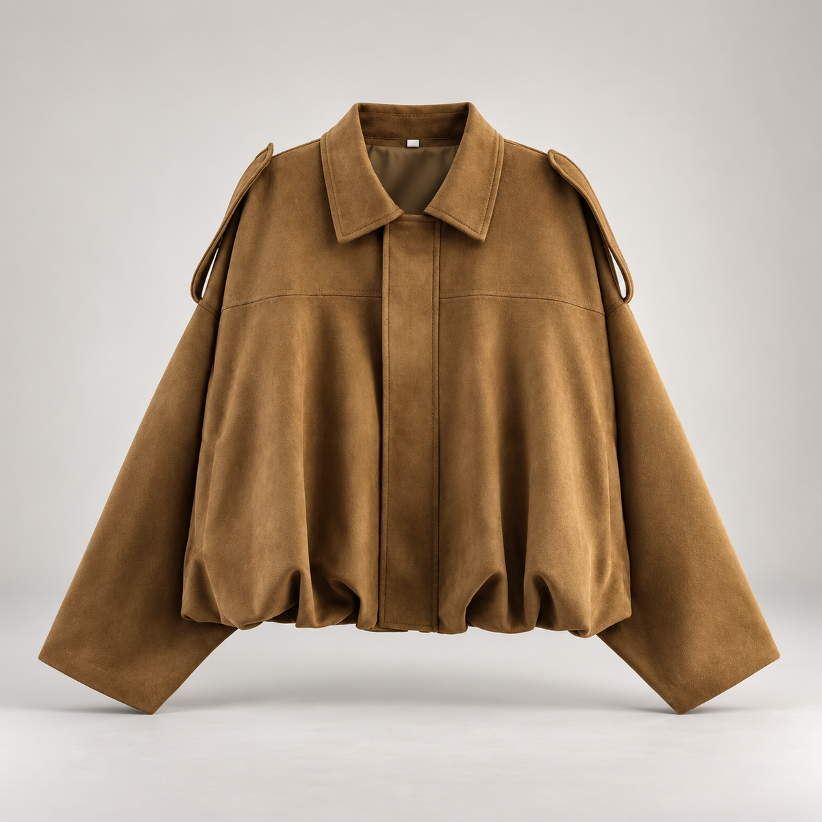 Margot Women’s Cropped Faux Suede Jacket – Relaxed Fit Collared Bomber