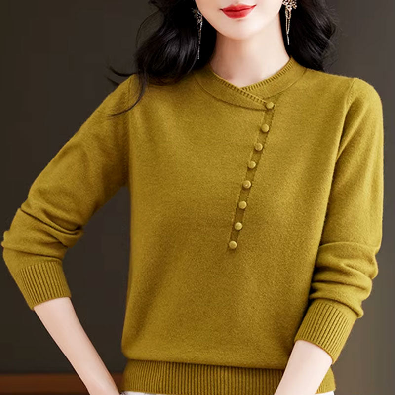 Emilia Asymmetrical Button Knit Sweater
