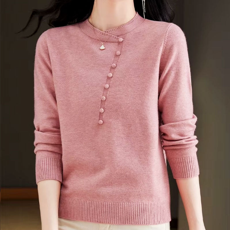 Emilia Asymmetrical Button Knit Sweater