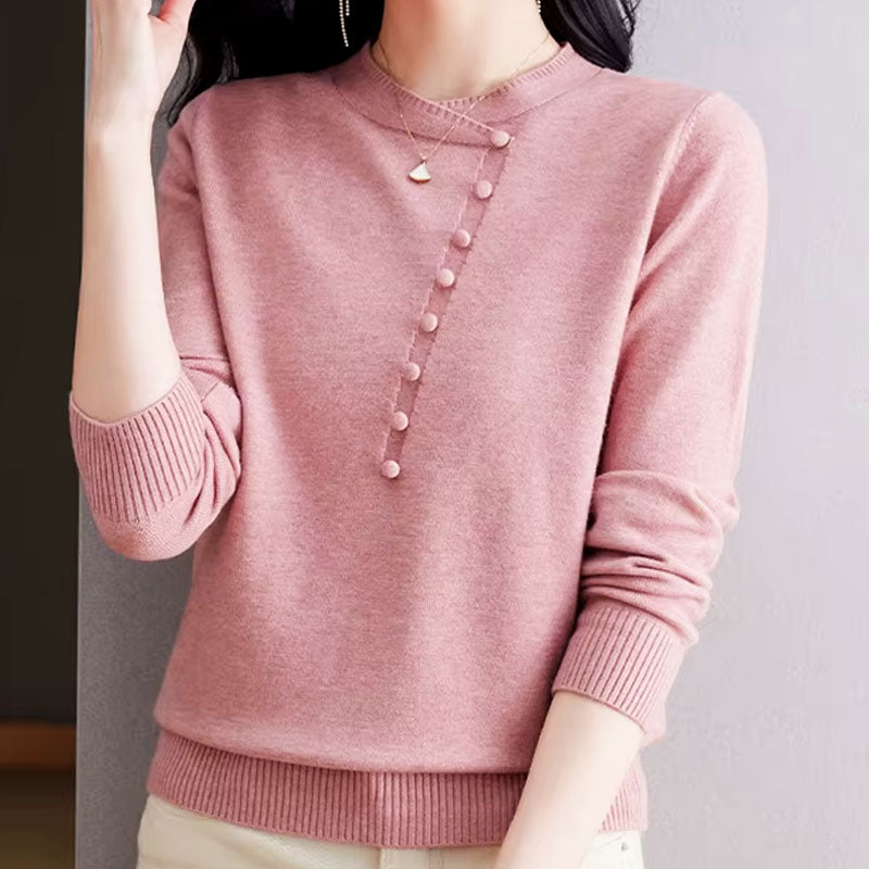 Emilia Asymmetrical Button Knit Sweater