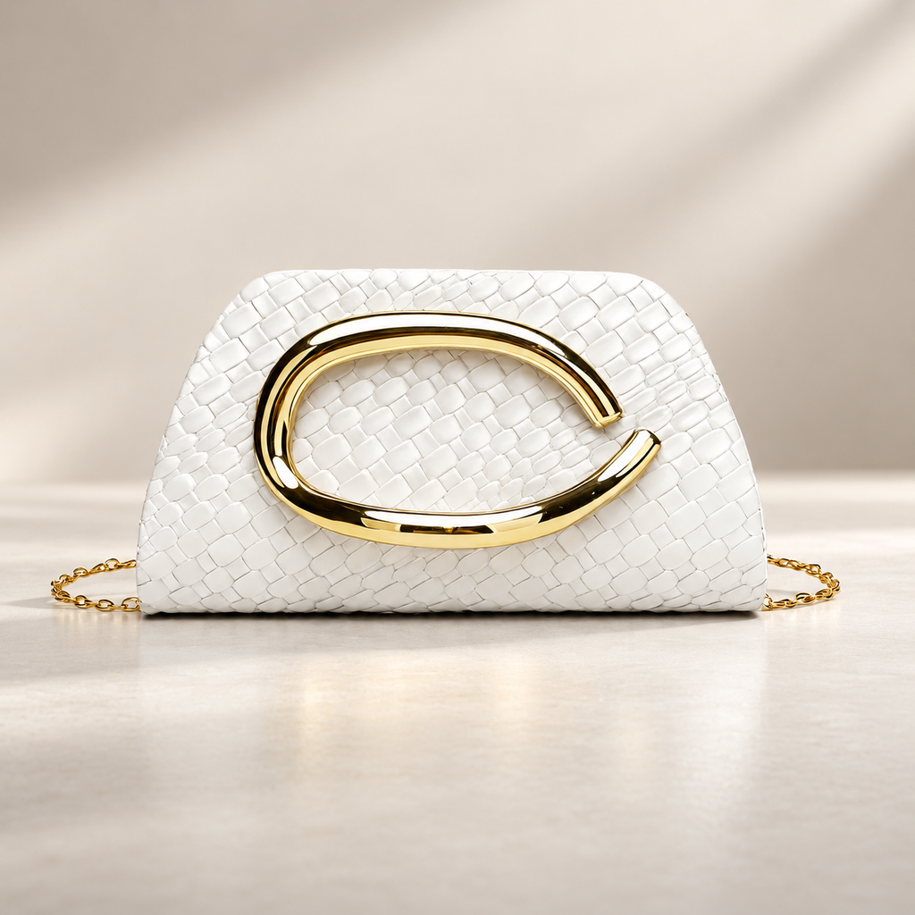Isabelle Evening Clutch Bag with Gold-Tone Oval Handle