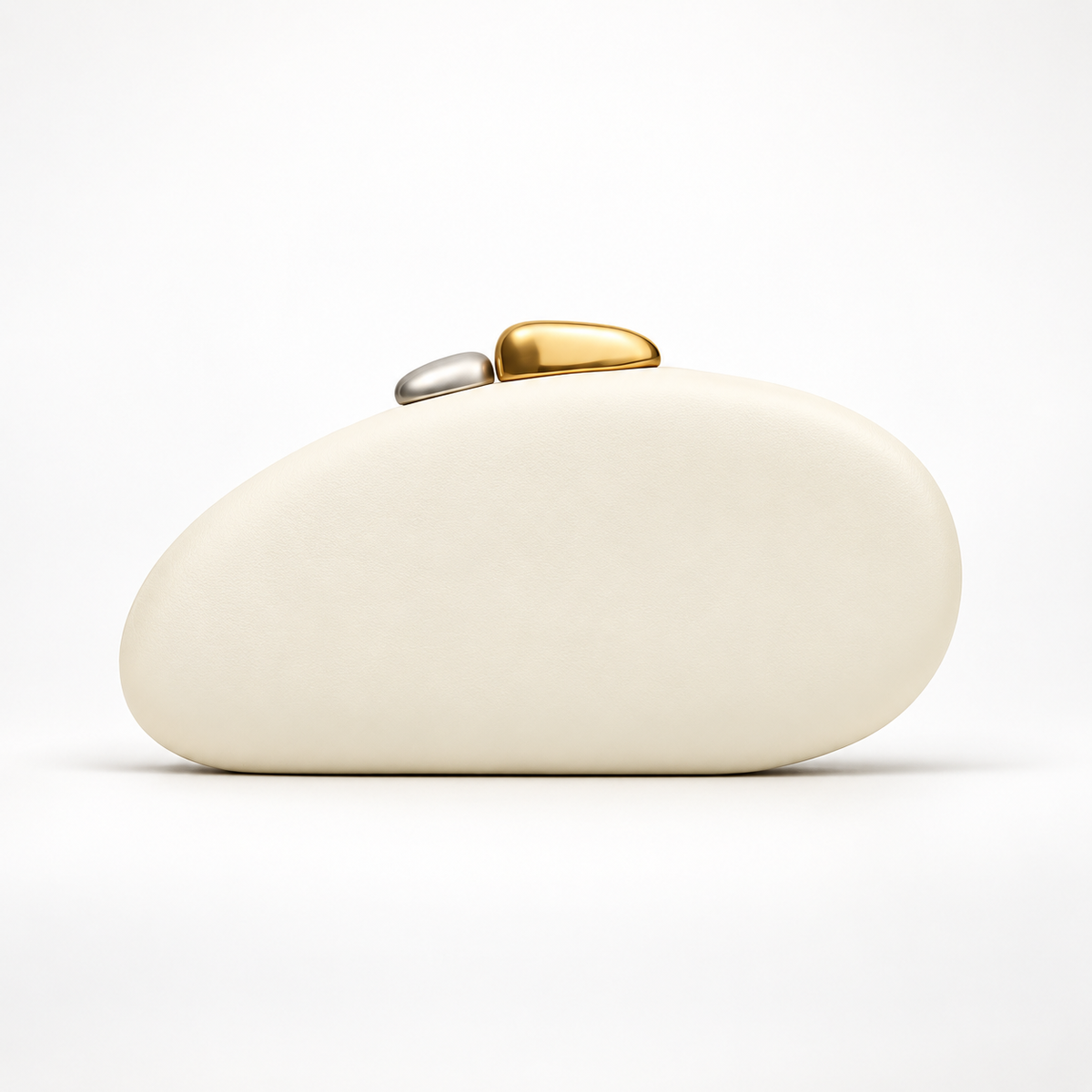 Camille Sculptural Pebble Clutch Bag with Dual-Tone Clasp