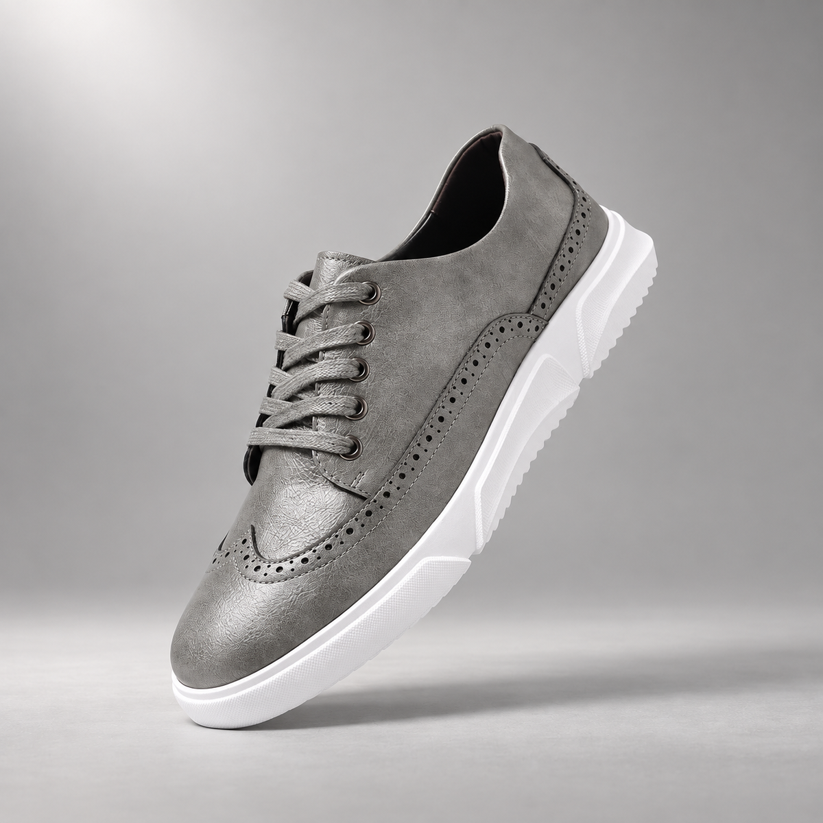 Adrian Lace-Up Wingtip Casual Shoes with White Sole