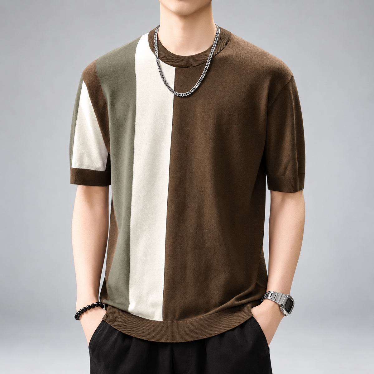 Hartford Men's Color Block Short Sleeve Knit Shirt