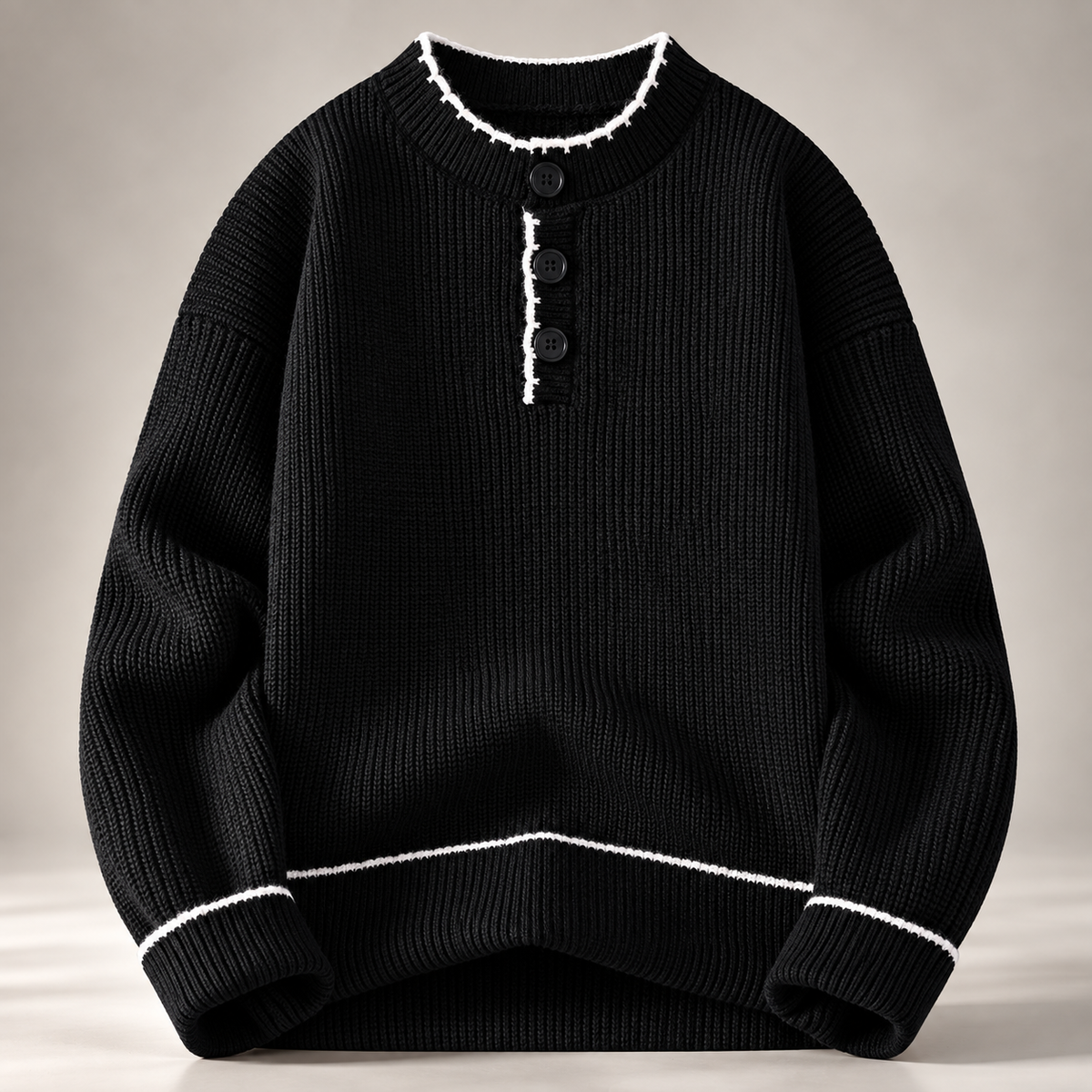 Everett Men's Ribbed Henley Knit Sweater