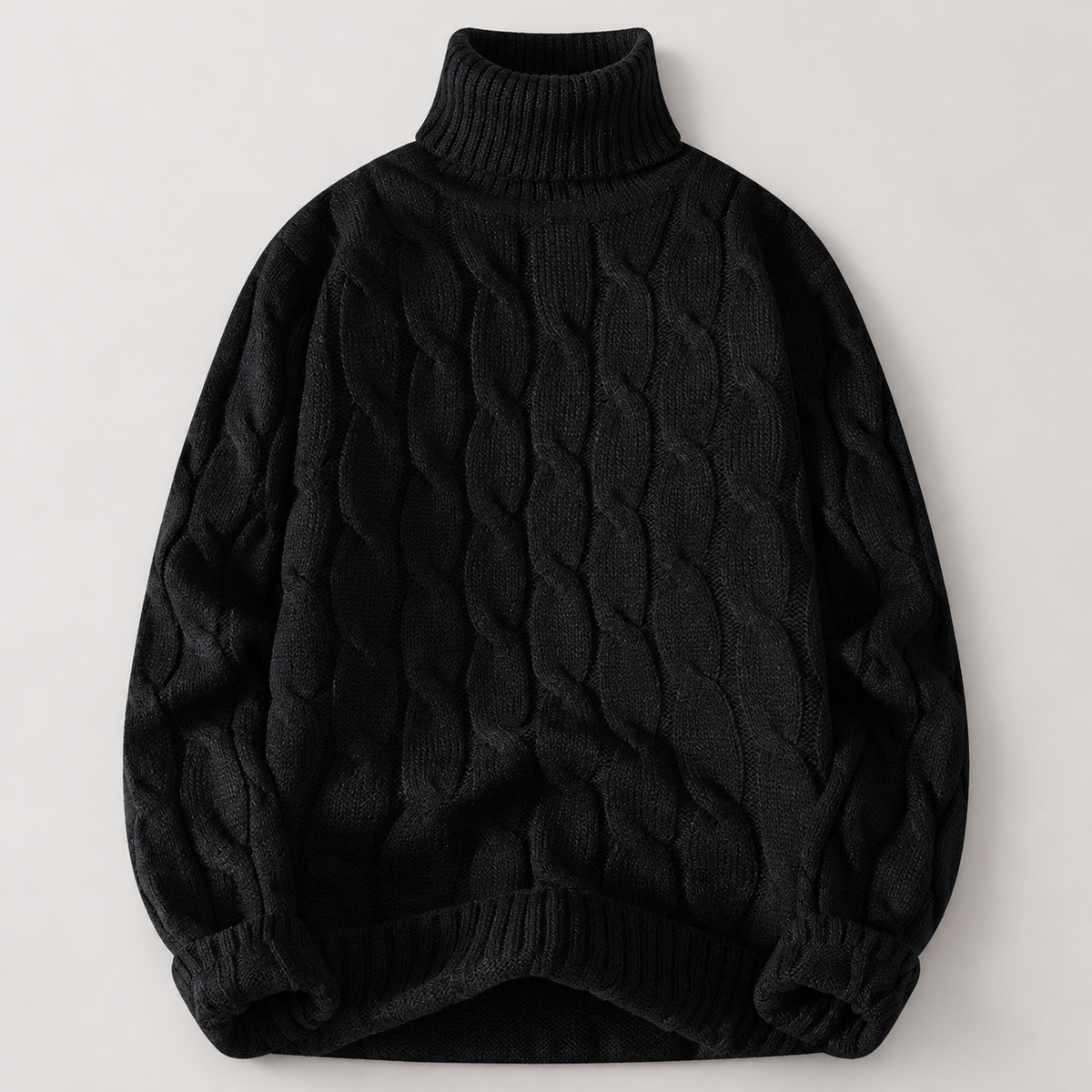 Brooklin Textured Cable Knit Pullover Turtleneck Sweater