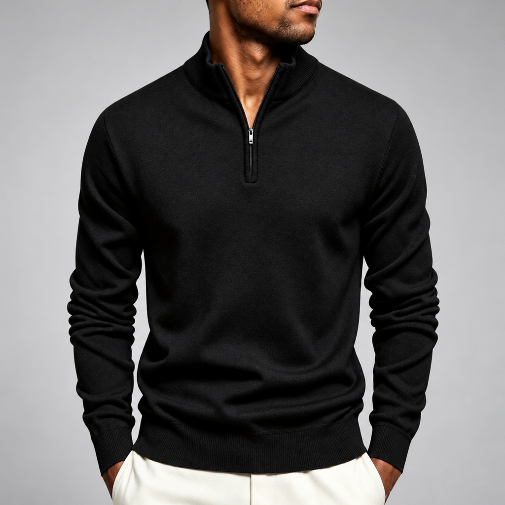 Beaumont Men’s Fine-Knit Pullover with Ribbed Trim