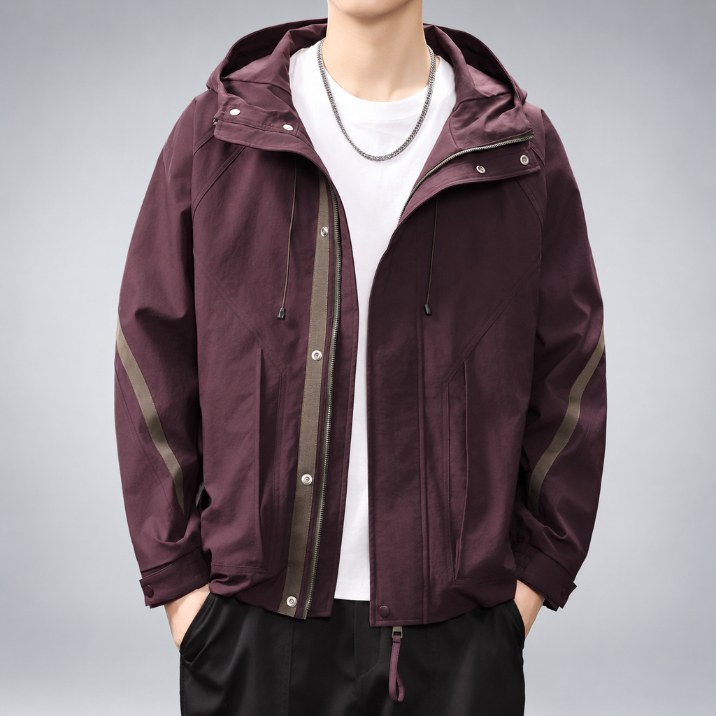 Hamilton Men's Drawstring Hood Jacket with Zipper and Snap Closure